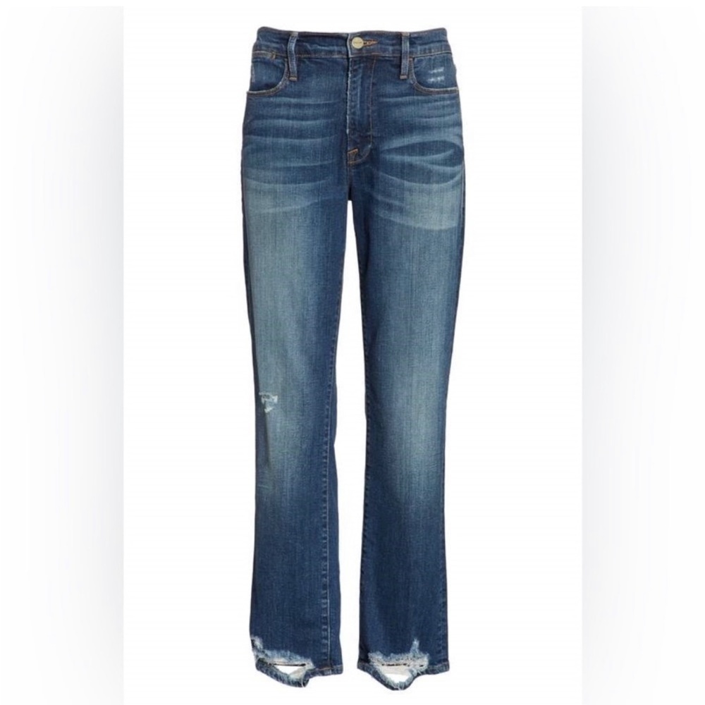 Frame Le High Straight High Rise Jeans Randolph Way Blue‎ Sz 24 Distressed